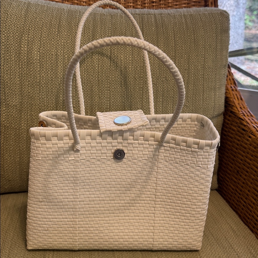 Multifunction White Woven Tote Bag